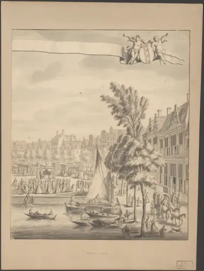 Gezicht op de Nieuwmarkt te Amsterdam (rechterdeel)