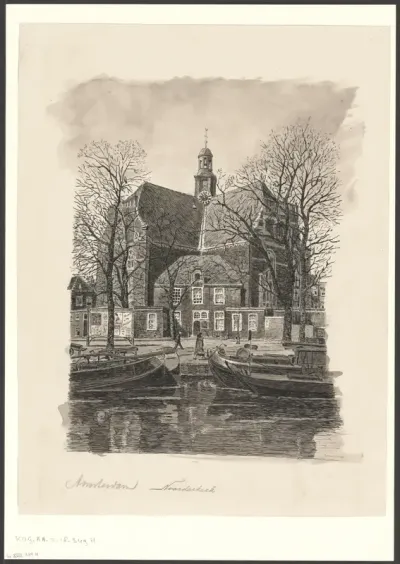 Gezicht op de Noorderkerk vanaf de Prinsengracht