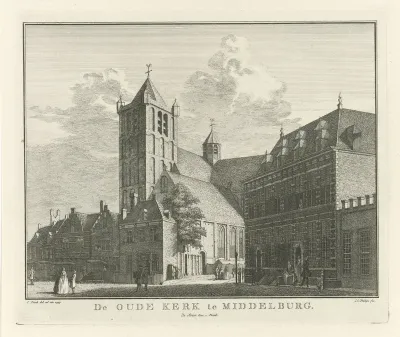Gezicht op de Noordmonsterkerk te Middelburg, 1743