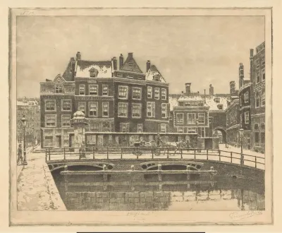 Gezicht op de noordzijde van het Rokin met het oude Beurspleintje