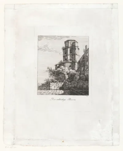 Gezicht op de octogonale toren van Schloss Heidelberg