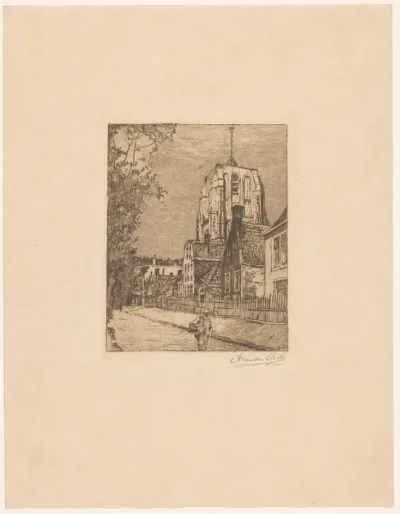 Gezicht op de Oldehove in Leeuwarden