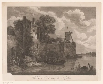 Gezicht op de omgeving van Napels met molen