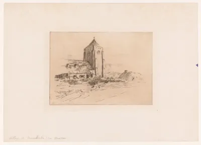 Gezicht op de Onze-Lieve-Vrouw-ter-Duinenkerk in Mariakerke