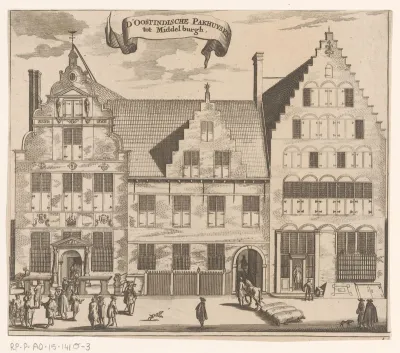 Gezicht op de Oost-Indische Pakhuizen te Middelburg