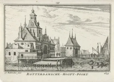 Gezicht op de Ooster Oude Hoofdpoort te Rotterdam, 1643