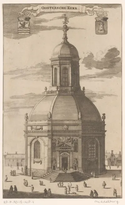 Gezicht op de Oostkerk te Middelburg