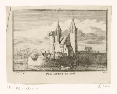 Gezicht op de Oostpoort te Delft, 1620