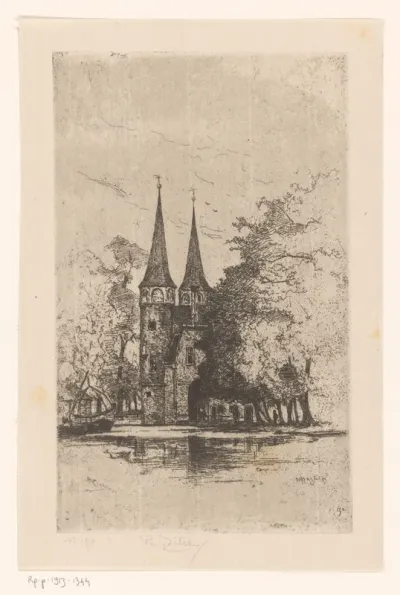 Gezicht op de Oostpoort, te Delft