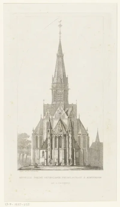 Gezicht op de oostzijde van de Vondelkerk te Amsterdam