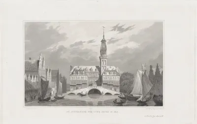 Gezicht op de oude Beurs in Amsterdam, achterzijde
