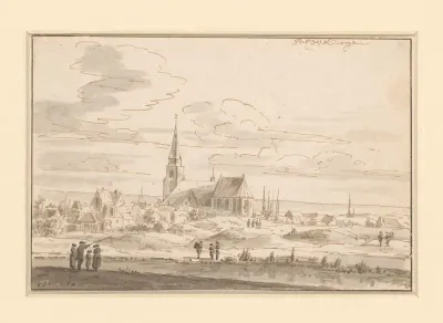 Gezicht op de Oude Kerk in Scheveningen