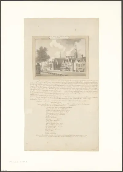 Gezicht op de Oude Kerk met aantekeningen over een korte geschiedenis van de kerk
