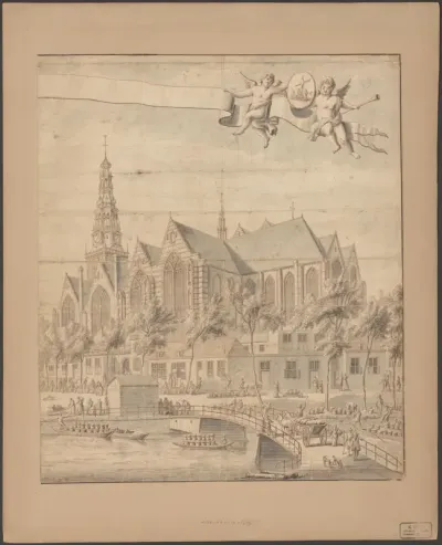 Gezicht op de Oude Kerk te Amsterdam