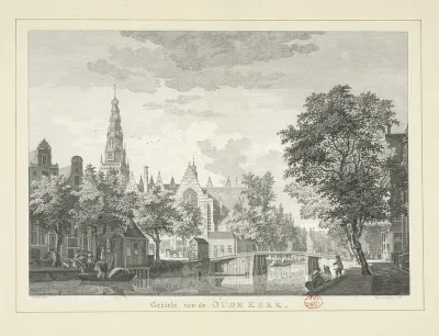 Gezicht op de Oude Kerk te Amsterdam
