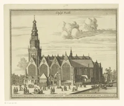 Gezicht op de Oude Kerk te Amsterdam