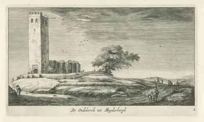 Gezicht op de oude kerk te Muiderberg