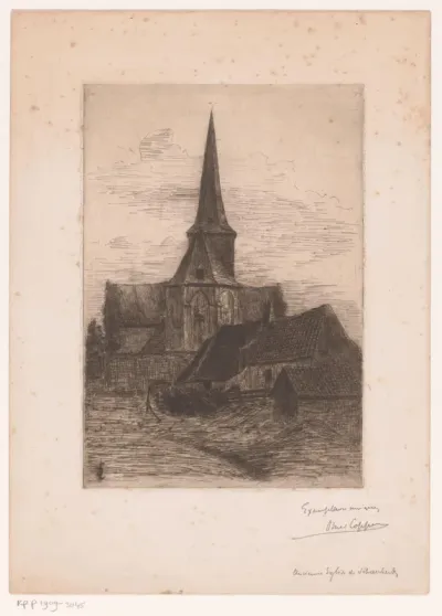 Gezicht op de oude kerk te Schaarbeek