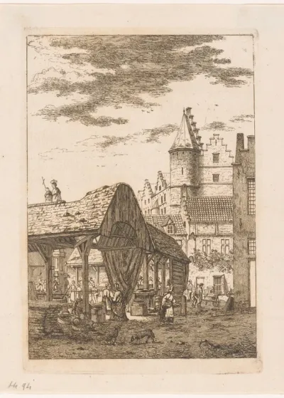 Gezicht op de Oude Vismarkt in Antwerpen