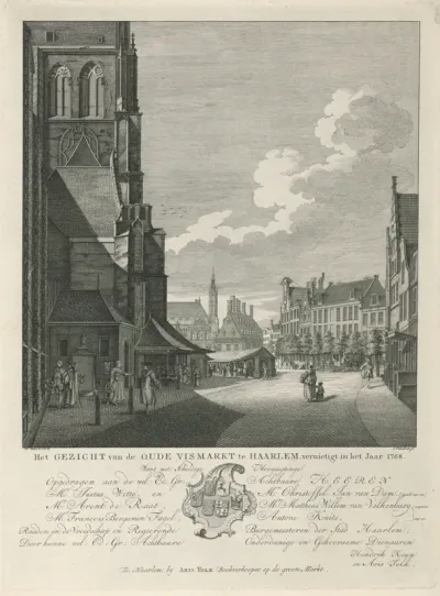Gezicht op de Oude Vismarkt te Haarlem