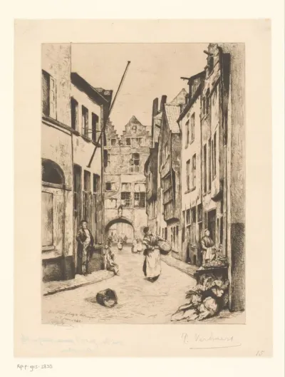Gezicht op de Palingbrug te Antwerpen in 1880