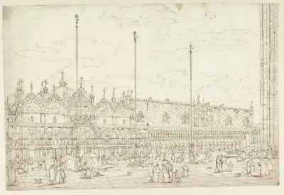 Gezicht op de Piazza San Marco naar de San Marco gezien, te Venetië