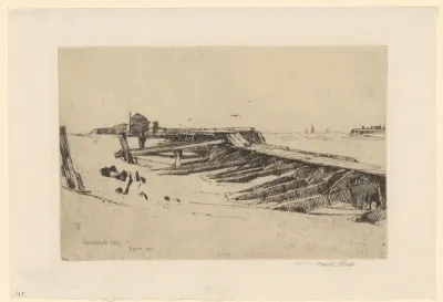 Gezicht op de pier van Walberswick met rechts de haven