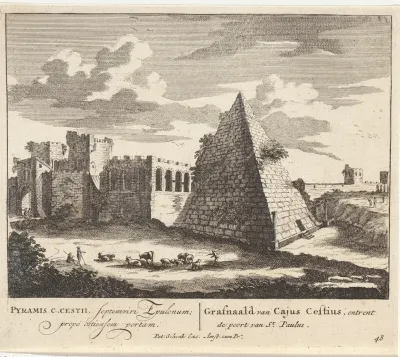 Gezicht op de piramide van Cestius