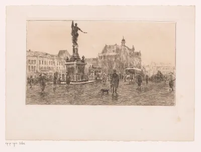 Gezicht op de Place de la Commune in Antwerpen