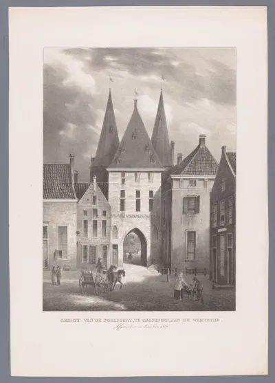 Gezicht op de Poelepoort te Groningen aan de westkant