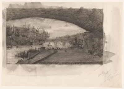 Gezicht op de Pont d'Arcole te Parijs