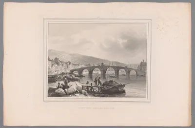 Gezicht op de Pont des Arches in Luik