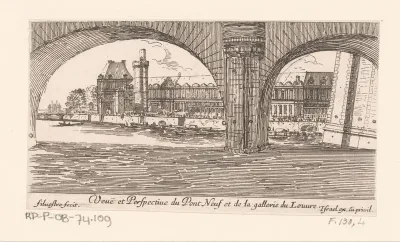 Gezicht op de Pont Neuf met daarachter de Galerie du Louvre