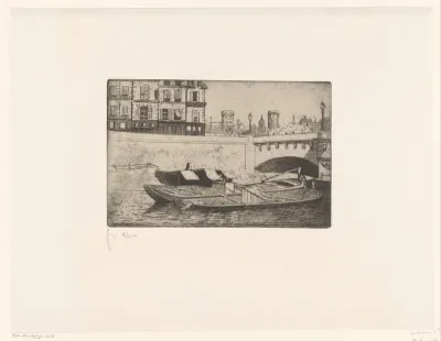Gezicht op de Pont Neuf te Parijs met boten