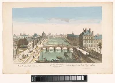 Gezicht op de Pont Royal over de rivier de Seine te Parijs, gezien richting de Pont Neuf
