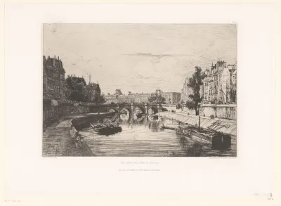 Gezicht op de Pont Saint-Michel in Parijs