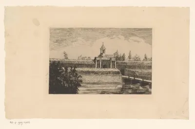 Gezicht op de poort van Bertaimont