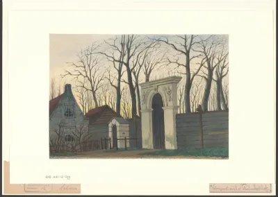 Gezicht op de poort van het Palmkerkhof