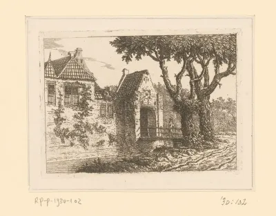 Gezicht op de poort van Kasteel Voorst bij Zwolle