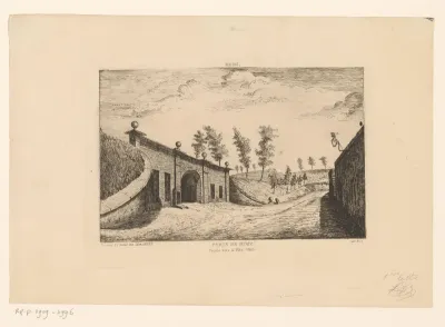 Gezicht op de poort van Nimy