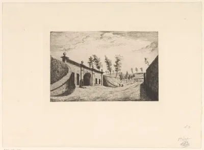 Gezicht op de poort van Nimy