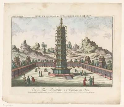 Gezicht op de porseleintoren van Nanking