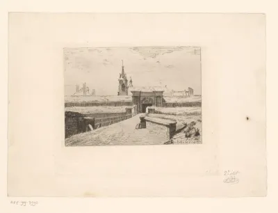 Gezicht op de Porte d'Havré te Mons