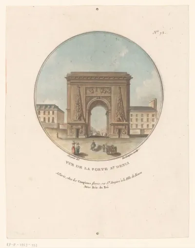 Gezicht op de Porte Saint-Denis in Parijs