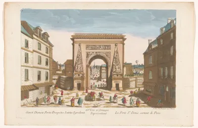 Gezicht op de Porte Saint-Denis te Parijs