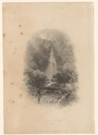 Gezicht op de Powerscourtwaterval in Wicklow, Ierland