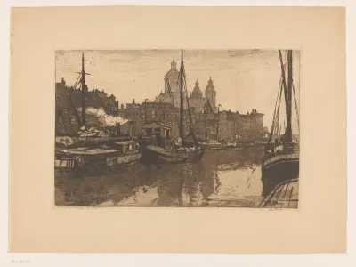 Gezicht op de Prins Hendrikkade in Amsterdam