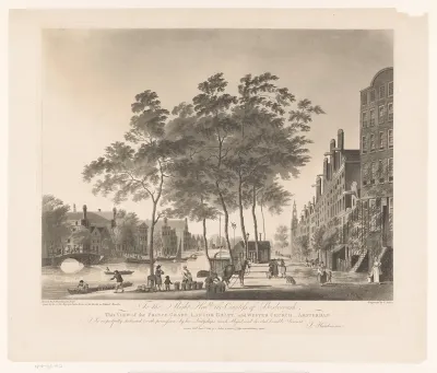 Gezicht op de Prinsengracht en Westerkerk te Amsterdam