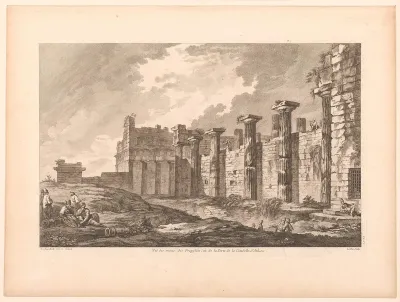 Gezicht op de Propyleeën van de Akropolis van Athene