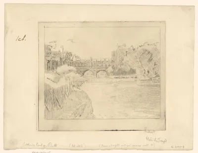 Gezicht op de Pulteney Bridge te Bath